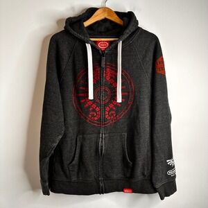 Nintendo The Legend of Zelda Triforce Zip Up Hoodie Mens Large Gray Fantasy Link